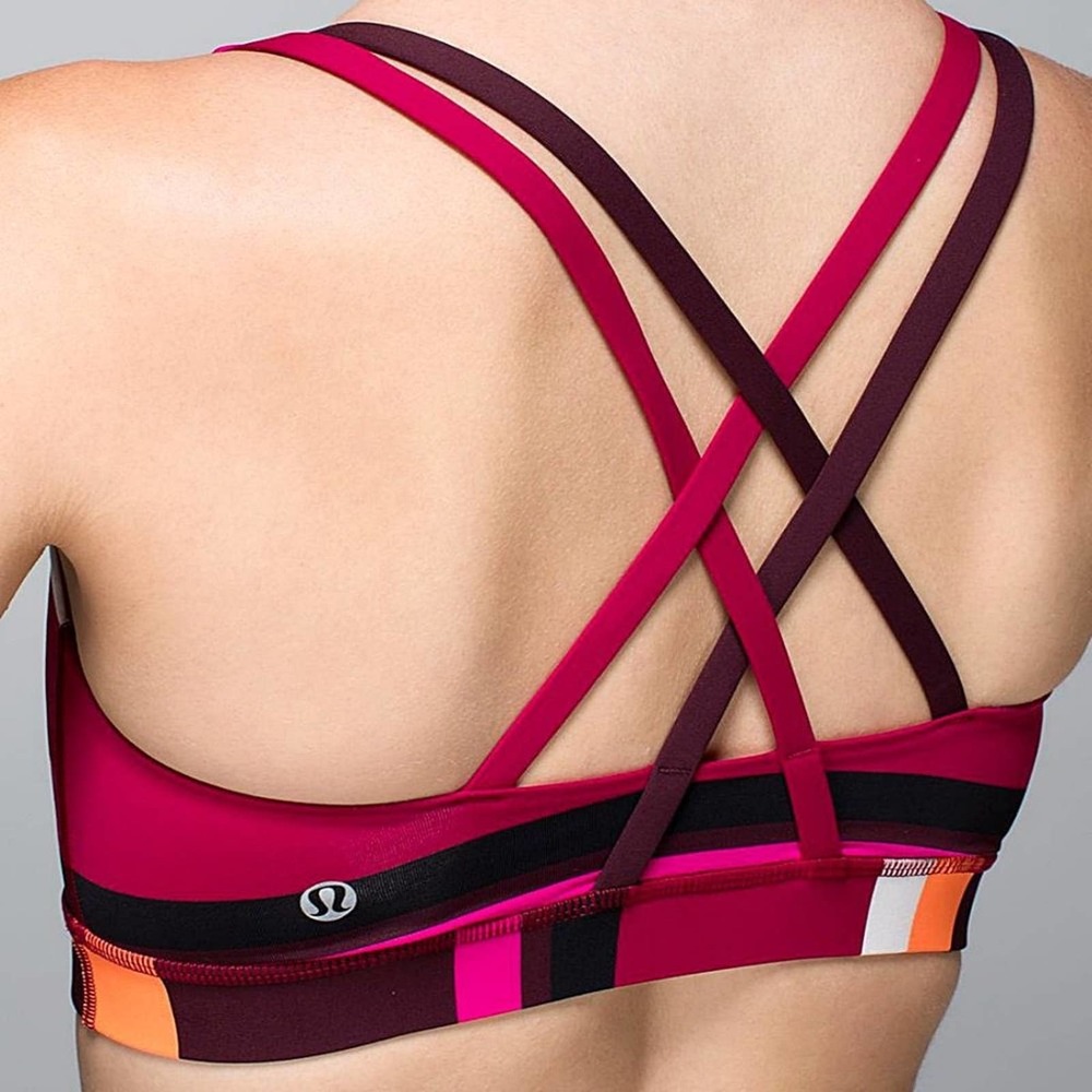 Lululemon Energy Bra in Blossom Stripe Bumble Berry Ghost
